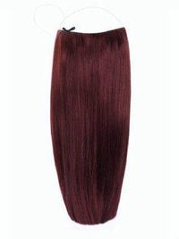 Premium Halo Hair Extensions in Plum #99J with adjustable clear wire and no damage design