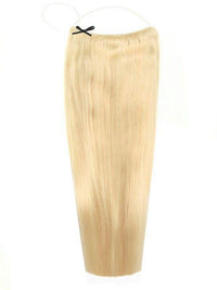 The Halo Bleach Blonde #60 hair extensions with adjustable clear wire for natural, damage-free styling