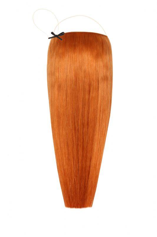 Halo orange hair extensions with adjustable clear wire for natural look and no damage