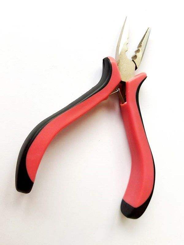 Pink 12cm pliers with soft grip handles for hair extension application and removal