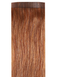 Clip-in hair extension, Bang Booster - Light Brown #6, straight warm light brown human hair with a seamless top band.