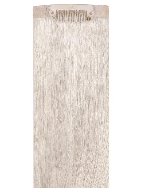 Bang Booster - Ash Blonde human hair extension, straight pale blonde strands with a discreet mini clip-in base.