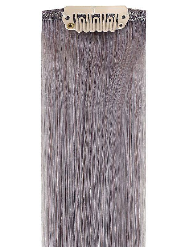 Full head clip-in grey hair extensions with 14 clips and 8 pieces, 100% Indian Remy human hair