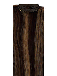 Full head clip-in mixed #2/27 hair extensions with 14 clips and 8 pieces, 100% Indian Remy human hair
