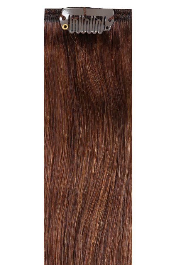 Full Head Clip-In Hair Extensions Cocoa Brown #3 with 14 clips and 100% Indian Remy Human Hair