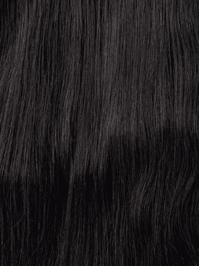 Premium Halo Natural Black #1B hair extensions with adjustable clear wire and no-damage application