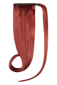 Ponytail Hair Extensions Pomegranate Kiss #K4 Indian Human Remy Hair 20 to 24 inch length with secure velcro and comb attachment for volumized ponytail look