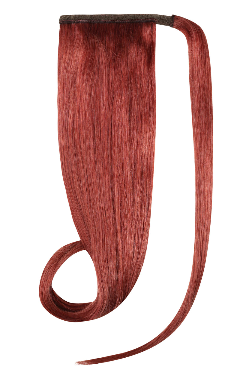 Ponytail Hair Extensions Pomegranate Kiss #K4 Indian Human Remy Hair 20 to 24 inch length with secure velcro and comb attachment for volumized ponytail look