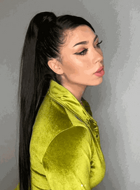 Natural Black #1B Ponytail Hair Extensions made of 100% Indian Human Remy Hair for added length and volume