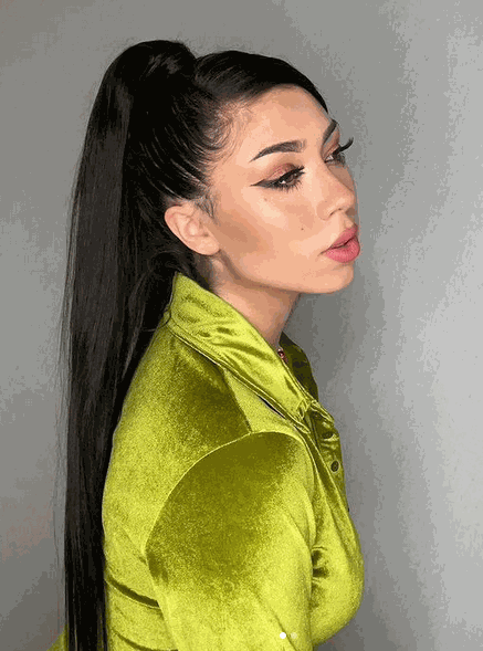 Natural Black #1B Ponytail Hair Extensions made of 100% Indian Human Remy Hair for added length and volume