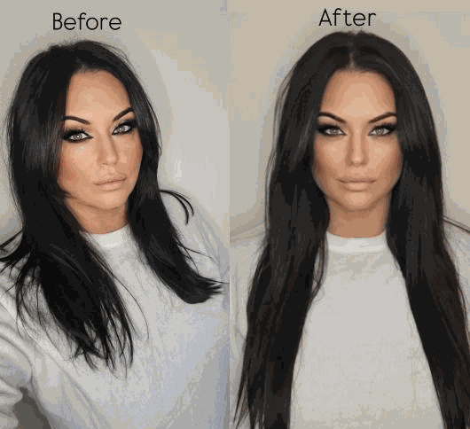 Halo Natural Black #1B hair extensions with adjustable clear wire and no clips, available in various lengths for a natural finish