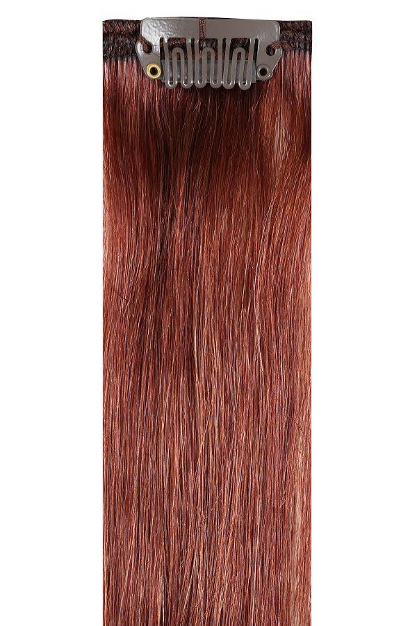 Full head clip-in hair extensions spiced auburn #K1 with 14 clips and 100% Indian Remy human hair
