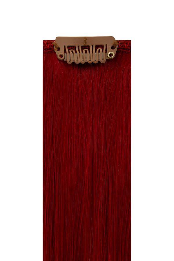 Full head clip-in vibrant red #35 hair extensions with 14 clips and 8 pieces, 100% Indian Remy human hair