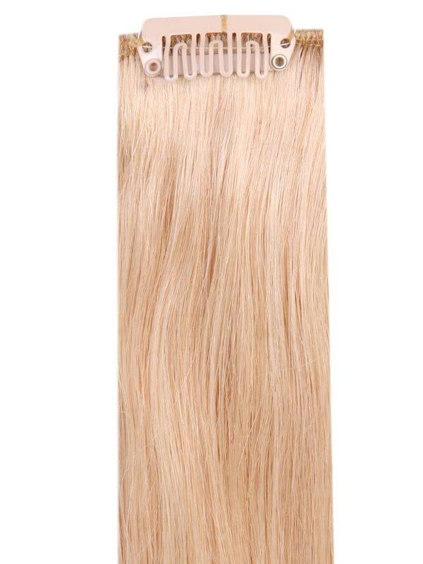 Full head clip-in honey blonde #22 hair extensions with 14 clips and 8 pieces, 100% Indian Remy human hair