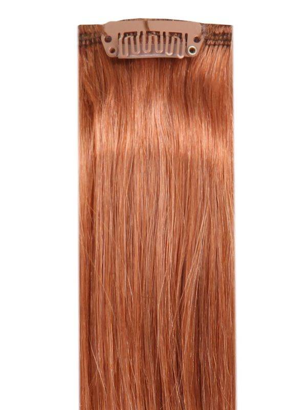 Full head clip-in light auburn #30 Indian Remy human hair extensions with 14 clips and 8 pieces