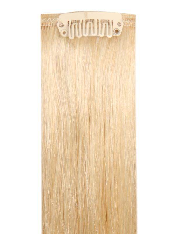Full head clip-in light blonde #613 hair extensions 16-24 inch 100% Indian Remy human hair with 14 clips