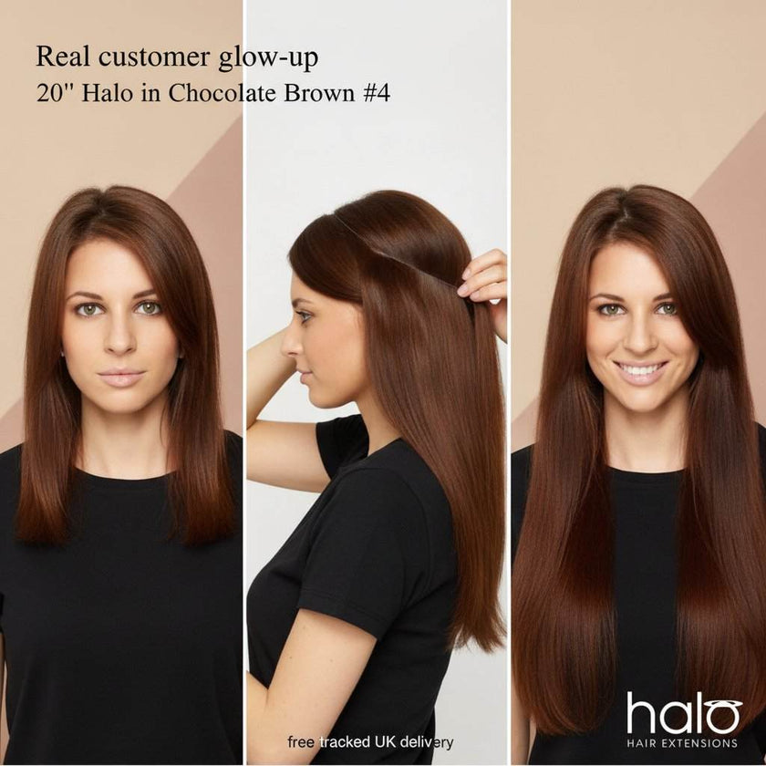Premium Halo Chocolate Brown #4 Hair Extensions